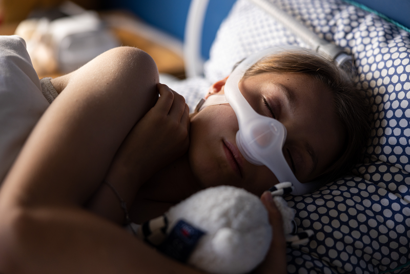 Obstructive sleep apnea in children - sleeping patient (girl) 2