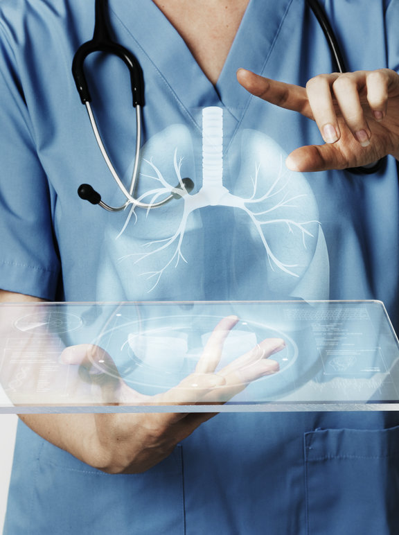 Insuficiência Respiratória: Imagem de um pulmão sendo projetado