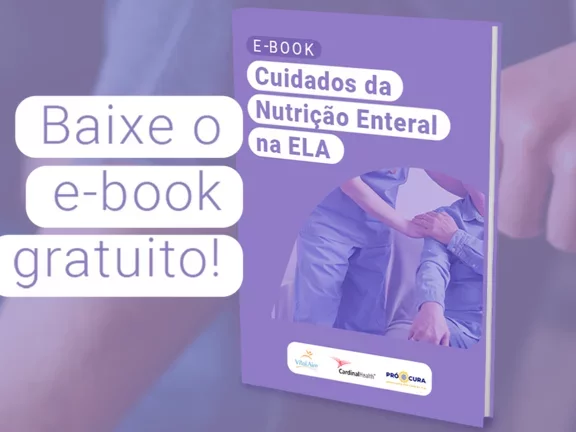Capa do mini-ebook sobre os cuidados da nutrição enteral na Esclerose Lateral Amiotrófica