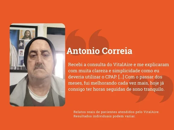 Depoimento de Antonio dos benefícios do uso do CPAP