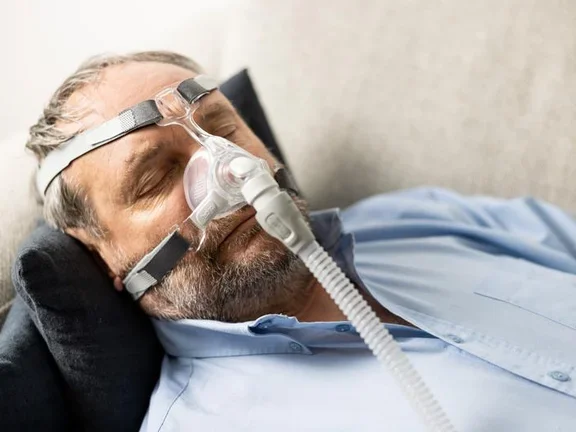 Obstructive sleep apnea in adults - napping patient (male) 2