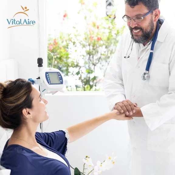 Profissional fazendo atendimento de terapia nutricional domiciliar 