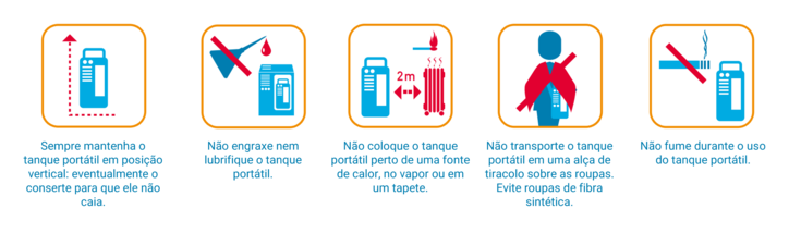 Instruções de segurança para uso de equipamento de oxigênio líquido