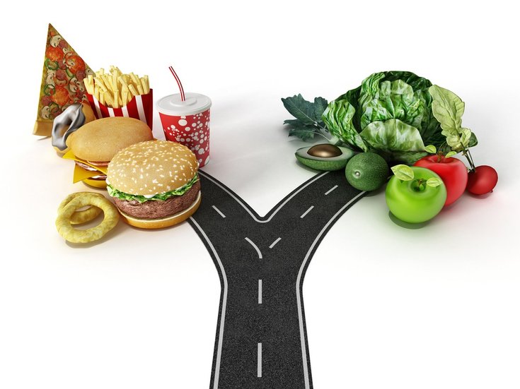 Optar entre comida saudável e comida rápida