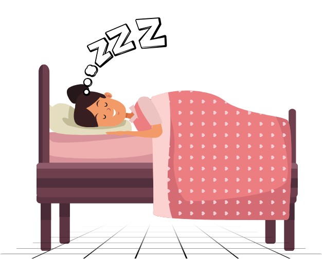 Imagem ilustrativa de uma mulher dormindo em seu quarto confortavelmente